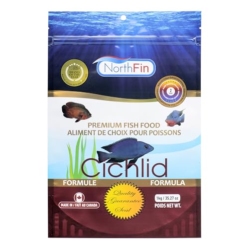 Northfin Cichlid Fish Food, Slow-Sinking Pellets, 2mm, 1kg | Cichlid Formula; slow-sinking pellets for carnivorous & omnivorous cichlids; whole Antarctic krill meal; crafted in Canada - size: Net Wt: 1kg, style: 2mm