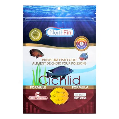 Northfin Cichlid Fish Food, Slow-Sinking Pellets, 2mm, 1kg | Cichlid Formula; slow-sinking pellets for carnivorous & omnivorous cichlids; whole Antarctic krill meal; crafted in Canada - size: Net Wt: 1kg, style: 2mm