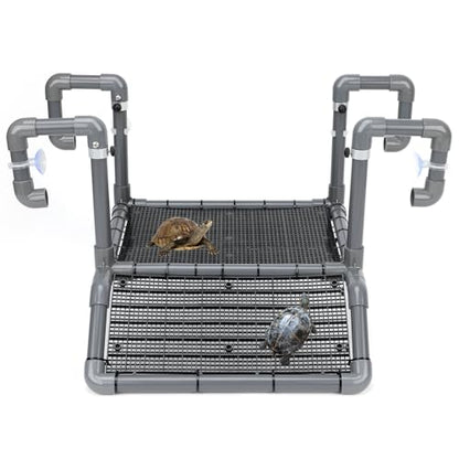 SKARUS Extra Large Hanging Turtle Basking Platform for 65-150 Gallon Tanks | 7.9"-13.8" Adjustable Height, 13.4" Non-Slip PVC Ramp, Dry Resting Dock for Tortoises, Frogs, Small Reptiles - size: 13.4"W