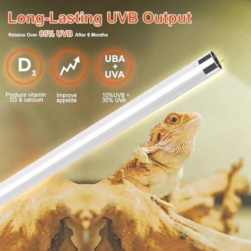 8W T5 UVB Reptile Light Fixture Kit 12" + 15W 11" LED UVB Reptile Light with Dimming & Timer Bundle