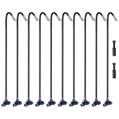 M METERXITY 1-Set Brass Misting Nozzles Tees, 20in/50cm Tube Len 3-in-1(Dripping, Spraying, Shutoff) Adjustable Copper Water Misters Sprayer for 0.31"/8mm Tubing Irrigation [Silver Tone/Black] - size: 20inch/50cm