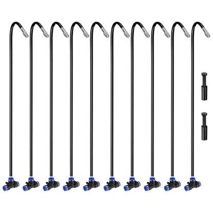 M METERXITY 1-Set Brass Misting Nozzles Tees, 20in/50cm Tube Len 3-in-1(Dripping, Spraying, Shutoff) Adjustable Copper Water Misters Sprayer for 0.31"/8mm Tubing Irrigation [Silver Tone/Black] - size: 20inch/50cm