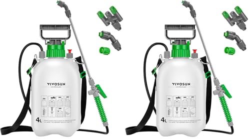 VIVOSUN 1 Gal/4L Pump Sprayer, Garden Water Sprayer for Plants, Weeds & Lawn Care, with 3 Nozzles, 50'' Long Hose & Pressure Relief Valve (Pack of 2) - size: 1.0 gal (Pack of 2)