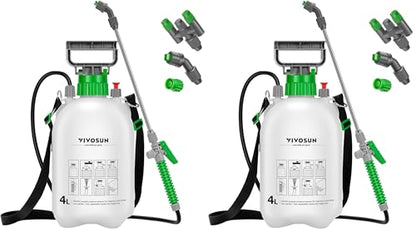 VIVOSUN 1 Gal/4L Pump Sprayer, Garden Water Sprayer for Plants, Weeds & Lawn Care, with 3 Nozzles, 50'' Long Hose & Pressure Relief Valve (Pack of 2) - size: 1.0 gal (Pack of 2)