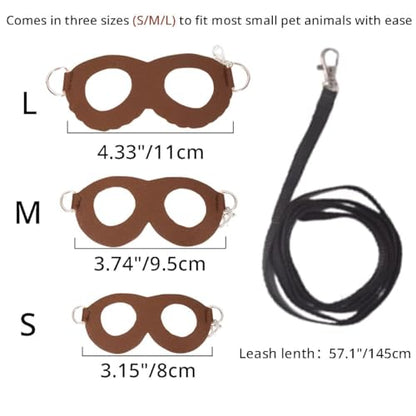 MANON ROSA Sugar Glider Harness and Leash Set, Adjustable 3Pcs Vest, Brown | Escape-Proof Design, Comfortable Adjustable Vest, Suitable For Small Pets, Durable Material, Easy To Wear, Secure Leash 57” - color: 01 Brown
