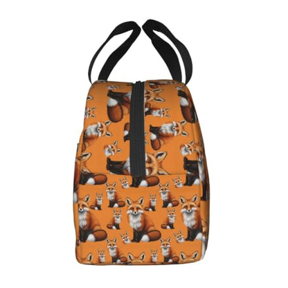 Adult Snow Foxs Print Insulated Lunch Tote Reusable | Snow Foxs, Polyester Thermal Insulation Tote, Zipper Closure for Travel, Gym & Picnic - color: Pattern (848)