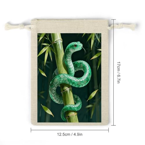 NLLZZ 8 Pack Snake Bamboo Linen Burlap Bag with Drawstring for Party | 5x7 Inch Small Natural Jewelry Pouch, Reusable Produce Sachet Bag for Tea Herb Coffee, Gift Wrap for Wedding Christmas