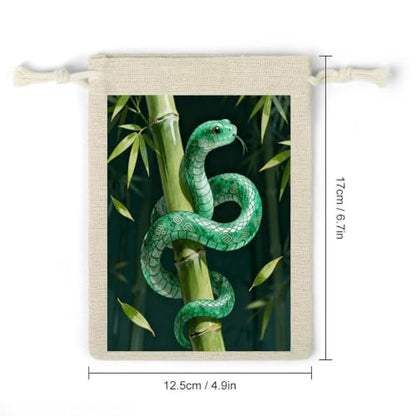 NLLZZ 8 Pack Snake Bamboo Linen Burlap Bag with Drawstring for Party | 5x7 Inch Small Natural Jewelry Pouch, Reusable Produce Sachet Bag for Tea Herb Coffee, Gift Wrap for Wedding Christmas