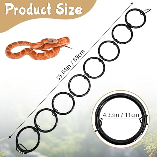 Snake Climbing Rings Ball Python Climbing Toys Corn Snake Enrichment Toy Reptile Tank Decor Accessories for Garter Snakes Gecko Lizard Iguana Chameleon (8 Rings) - size: 8 laps