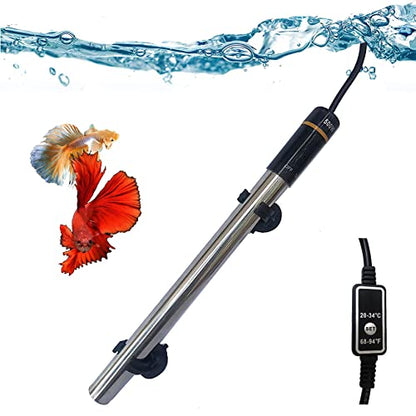 Aquarium Heater, 500W Submersible Fish Tank Heater Underwater Turtle Water Warmer for 40-90 Gallon Tank with with Intelligent LED Temperature Display and External Temperature Controller - color: Upgraded Stainless 500W (for 50-90 gallon)