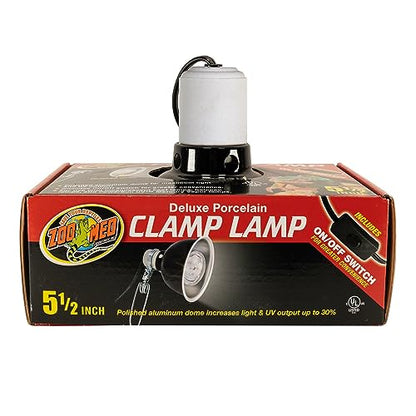 Zoo Med Deluxe Porcelain Clamp Lamp with 5.5-Inch Dome, Black - size: 5.5 Inch (Pack of 1)