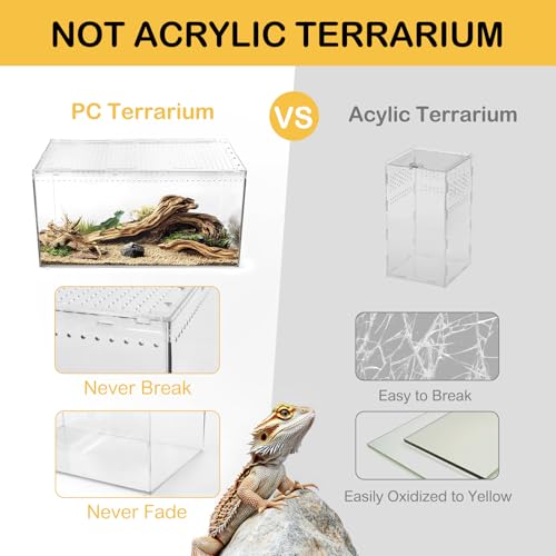 Slide Lid Tank L 11.8x7.8x5.9IN and Reptile Terrarium Kit L 15.6“ x 8“ x 10”
