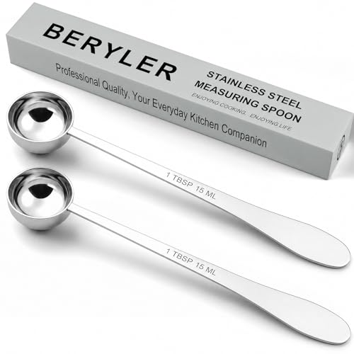 2PCS 1Tablespoon(1tbsp, 3tsp, 15ml) Extra-long Handle Measuring Spoon | 18/8(304) Stainless Steel, Food-Grade, High Precision, Durable, ‌Rust-Free, Dishwasher-Safe, Easy-Read Marking - size: 1tbsp|15ml