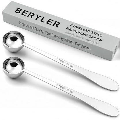 2PCS 1Tablespoon(1tbsp, 3tsp, 15ml) Extra-long Handle Measuring Spoon | 18/8(304) Stainless Steel, Food-Grade, High Precision, Durable, ‌Rust-Free, Dishwasher-Safe, Easy-Read Marking - size: 1tbsp|15ml