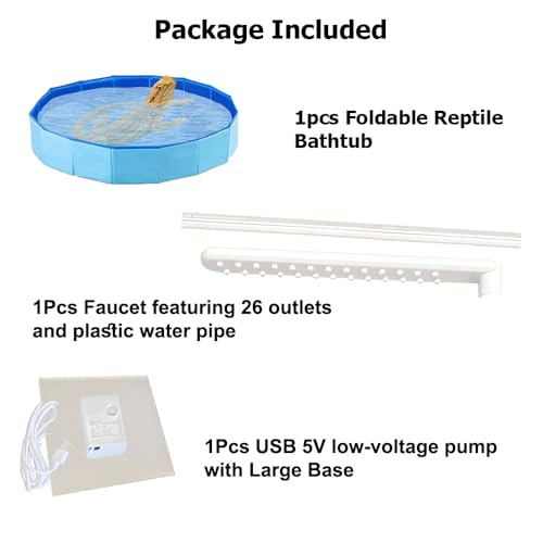 Large Electric Bearded Dragon Pool, Electric Bathtub for Bearded Dragons, Bearded Dragon Swimming Pool with Faucet, Bearded Dragon Accessories
