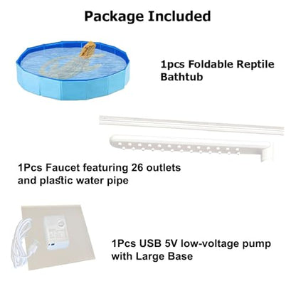 Large Electric Bearded Dragon Pool, Electric Bathtub for Bearded Dragons, Bearded Dragon Swimming Pool with Faucet, Bearded Dragon Accessories