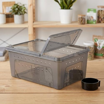 Kisangel Plastic Reptile Feeding Box Adjustable Environment Settings and Visibility, Reptile Travel Carrier Suitable for Spider, Centipede, Lizard, and Snake Habitat