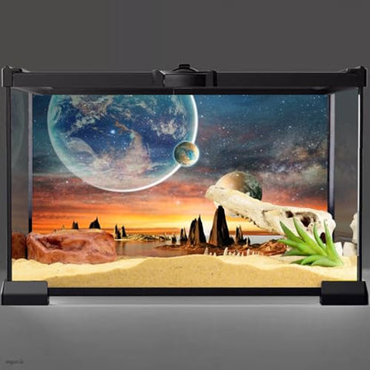 30x12 in Space Aquarium Backdrop Galaxy Planet Earth Fish Tank Background - size: 30x12in/75x30cm