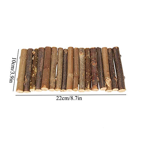 Fdit Pet Ladder Bridge Bend Wooden Hamster Wood Ladder Living Fence Suspension Bridge Exercise Chew Toy for Reptile Rodents Small Animals(Small)