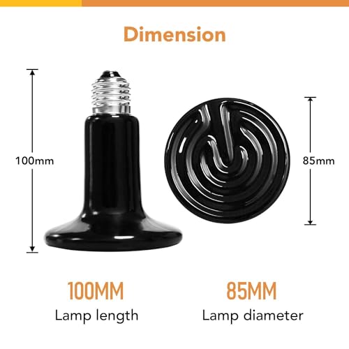 Simple Deluxe Ceramic Heat Emitter 150W Reptile Heat Lamp Bulb No Light Emitting Brooder Coop Heater for Amphibian Pet Snake Turtle & Incubating Chicken, No Harm, Color Black, 1 Pack - size: 150 Watts, style: 1 Pack