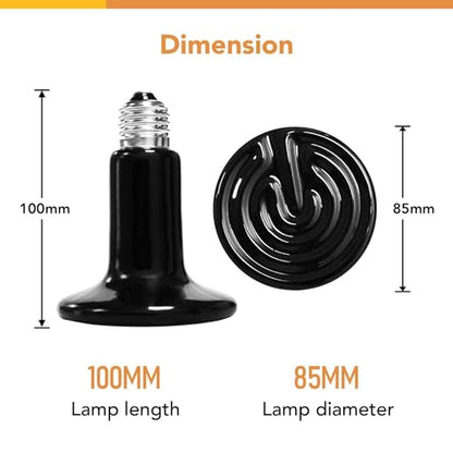 Simple Deluxe Ceramic Heat Emitter 150W Reptile Heat Lamp Bulb No Light Emitting Brooder Coop Heater for Amphibian Pet Snake Turtle & Incubating Chicken, No Harm, Color Black, 1 Pack - size: 150 Watts, style: 1 Pack