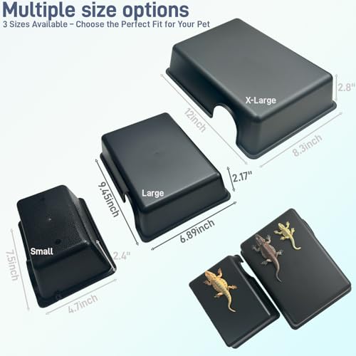 Durable Reptile Hide Box, Ball Python Hide, Leopard Gecko Hide, Bearded Dragon Hide, Easy to Clean Reptile Hides Cave for Tank, Snake Hide Enclosure (9.45" x 6.89" x 2.17" Large) - size: Large