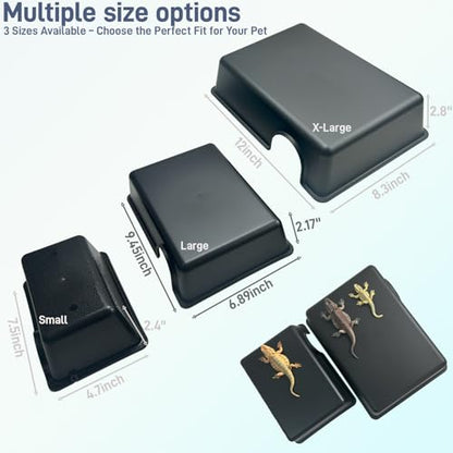 Durable Reptile Hide Box, Ball Python Hide, Leopard Gecko Hide, Bearded Dragon Hide, Easy to Clean Reptile Hides Cave for Tank, Snake Hide Enclosure (9.45" x 6.89" x 2.17" Large) - size: Large