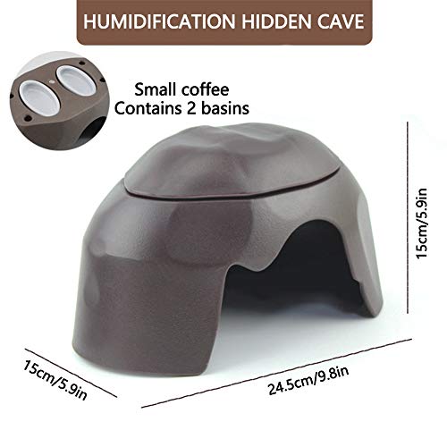 OMEM Reptiles House with Ceramic Sink Terrarium Hide Cave Breeding Box Shelter Habitat Decor Hideouts for Turtle Lizard Tortoise Snake (S,Coffee) - color: Coffee, size: S