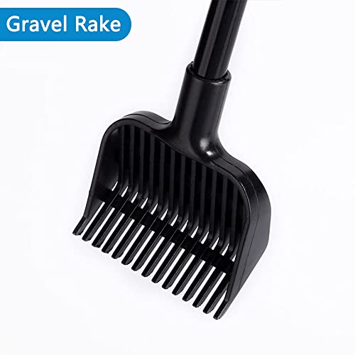 Aquarium Fish Tank Cleaning Tool Set, 4-in-1 Multi-Function Aquarium Cleaning Kit Fishing Net + Gravel Rake + Plant Fork + Sponge Brush with Long Handle for Aquarium