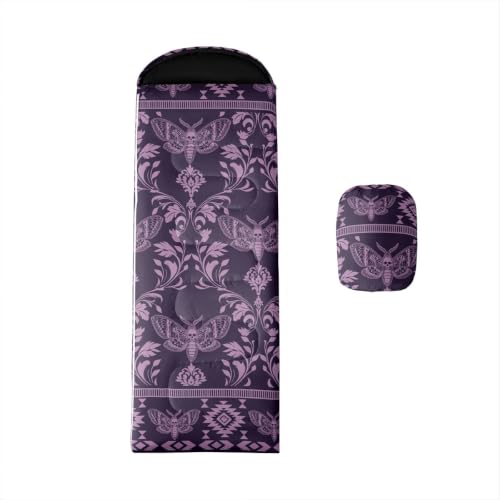 Erosebridal Death Head Moth Sleeping Bags Adults Cold Weather Bohemian Aztec Camping Blanket Hiking Sleeping Wrap Sleep Bag - color: Purple Death Moth
