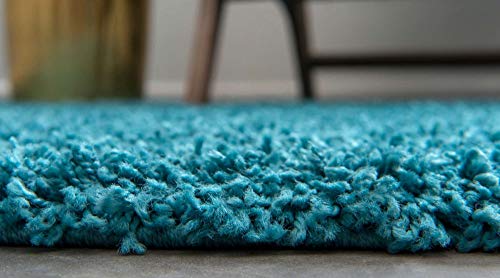Unique Loom Solid Shag Collection Area Rug (2' 2" x 6' 5" Runner, Deep Aqua Blue) - color: Deep Aqua Blue, size: 2'2" x 6'5" (Rectangular)
