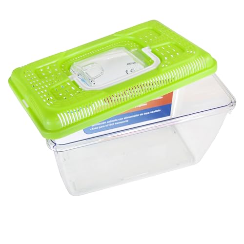 Penn-Plax Small World Habitat 1 Gallon Tank - Portable & Transparent Plastic Tank - Ventilated Lid, Flip-Top Feeder & Easy-Carry Handle -Ideal for Small Critters & Aquatic Pets -Green, 10x5.43x6.26 In - size: 1 Gallon