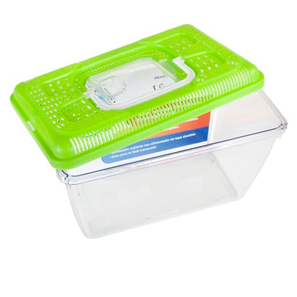Penn-Plax Small World Habitat 1 Gallon Tank - Portable & Transparent Plastic Tank - Ventilated Lid, Flip-Top Feeder & Easy-Carry Handle -Ideal for Small Critters & Aquatic Pets -Green, 10x5.43x6.26 In - size: 1 Gallon