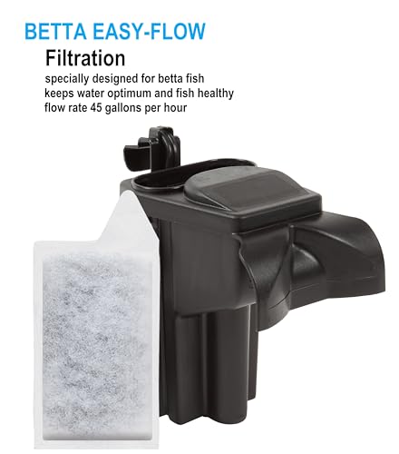 Koller Products Internal Power Filter 4 Gallon-10 Gallon Fish Tanks, 45GPH Flow Rate, Ideal for Tropical Fish