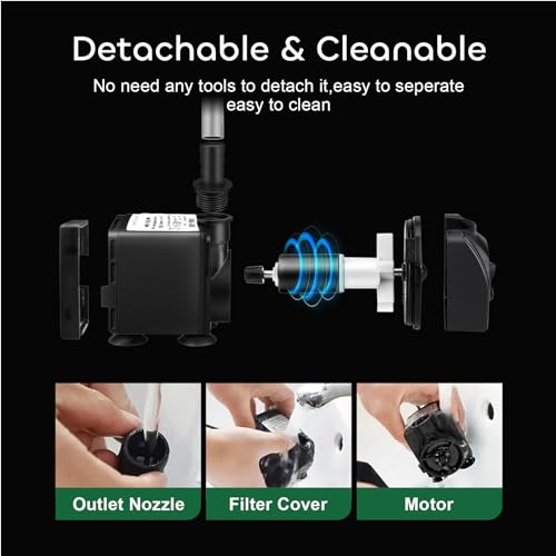 GROWNEER 2 Packs 550GPH Submersible Pump 30W Ultra Quiet Fountain Water Pump, 2000L/H, with 7.2ft High Lift, 3 Nozzles, 4.9 Feet Tubing for Aquarium, Fish Tank, Pond, Hydroponics, Statuary - size: 8.2x5.7in