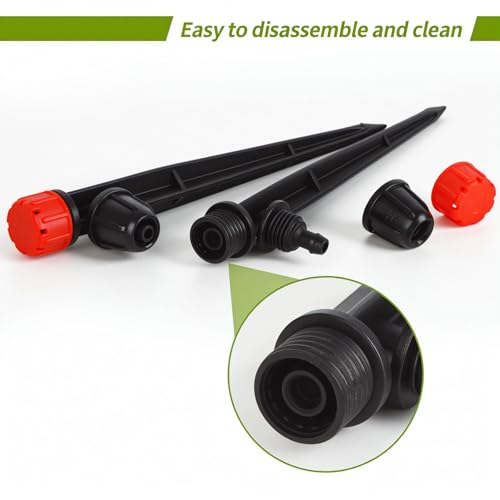 50pcs Drip Irrigation Emitters with Lock Barbed Drip Emitters for 1/4" Drip Irrigation Tubing 360 Degree Water Flow Adjustable Irrigation Drippers Drip Irrigation Heads for Garden Plants Flower - size: 50 Pcs Drip Emitters with Lock Barb