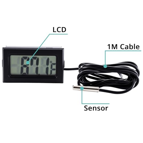 5-Pack Digital LCD Refrigerator Thermometer, Fahrenheit | -50F to 230F range, 0.1 degree resolution, for refrigerator and water temperature monitoring