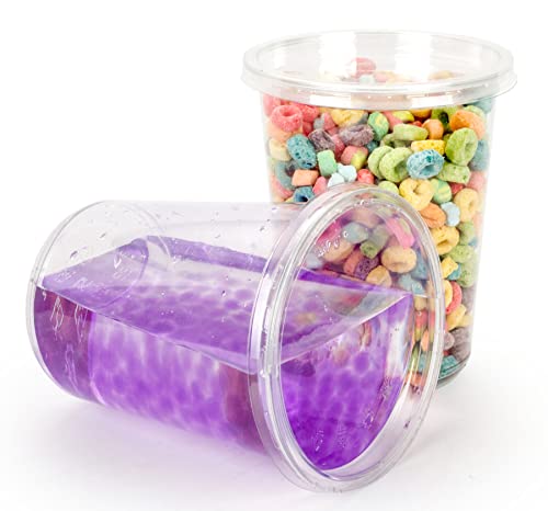 Golden Apple, 32oz. Ultra Clear Recycled PET Plastic Round Deli Container and Flat Lid Combo - 15sets - size: 32oz & Flat lids