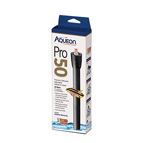 Aqueon Adjustable PRO Aquarium Heater Up to 20 Gallons, 50 Watts - size: 50W