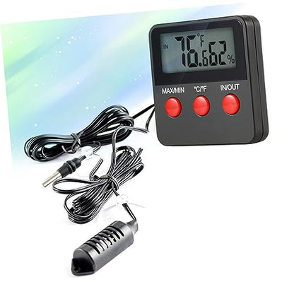 Generic Digital Thermometer Hygrometer for Reptiles and Incubation Battery Temperature and Humidity Compact Design for Use