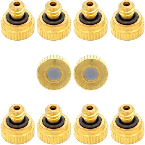 10Pcs Brass Misting Nozzle - 0.004" Orifice (0.1mm) Dia 10/24 UNC Replacement Heads for Outdoor Cooling System (0.1mm) - size: 0.1mm
