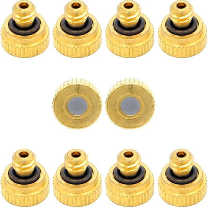 10Pcs Brass Misting Nozzle - 0.004" Orifice (0.1mm) Dia 10/24 UNC Replacement Heads for Outdoor Cooling System (0.1mm) - size: 0.1mm