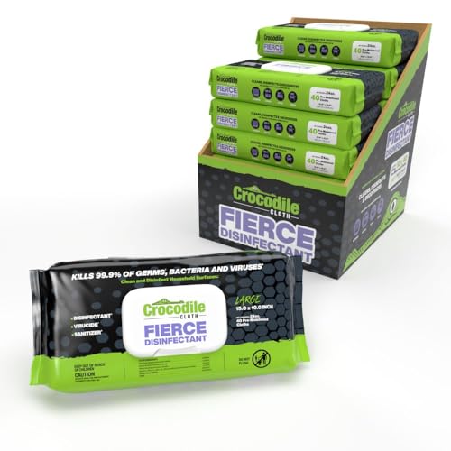 Crocodile Cloth Fierce Disinfecting Cleaning Wipes, 12 Packs, 480 Count | Multi-Surface Disinfectant For Kitchens, Bathrooms, Offices & Schools - size: 40 Count (Pack of 12)