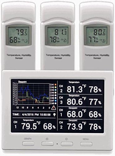Ambient Weather WS-3000-X3 Thermo-Hygrometer Monitor w/ 3 Remote Sensors | Logging, Graphing, Alarming, Radio Controlled Clock - size: 1 Console / 3 Sensors