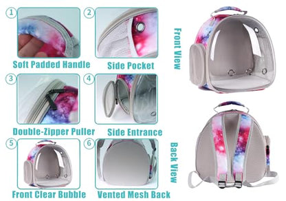 Bunny Carrier Backpack with Space Capsule Clear Bubble Window - Portable Small Animal Backpack Travel Pet Carrier Galaxy for Guinea Pig Rabbit Bearded Dragon Rat Lizard Hamster (Galaxy Pink) - color: Galaxy Pink