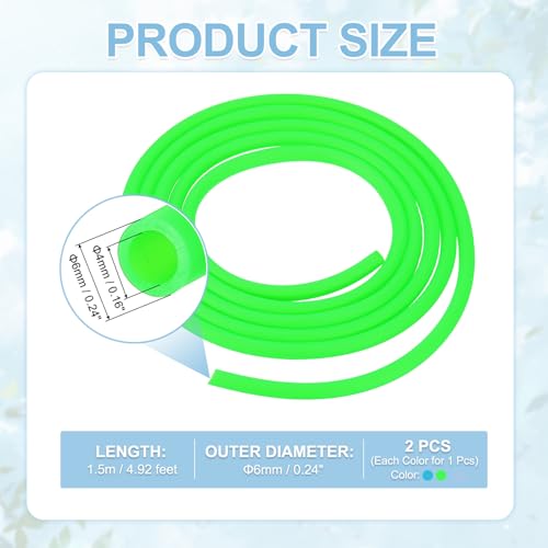 Aquarium Airline Tubing, 5/32"(4mm) ID x 1/4"(6mm) OD 4.9ft PVC Flexible Tube, (2Pcs, Blue/Green), Intended for Fish Tank Air Pump/Aquarium/Garden/Terrarium Pond - color: Blue/Green