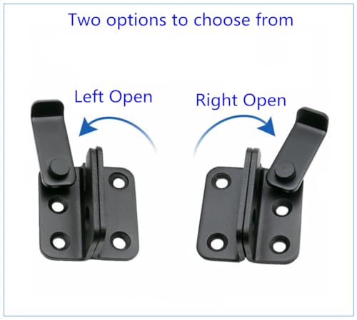 szhdxsy Flip Latches, Heavy Duty Latch Safety Door Lock,Stainless Steel Sturdy Padlockable Bolt Latch/Lock for Pet Gate,Cabinet Furniture, Wardrobe, Window（Left Open Black）