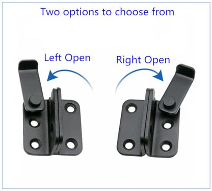 szhdxsy Flip Latches, Heavy Duty Latch Safety Door Lock,Stainless Steel Sturdy Padlockable Bolt Latch/Lock for Pet Gate,Cabinet Furniture, Wardrobe, Window（Left Open Black）