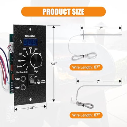 Digital Pro Controller for Traeger Wood Pellet Grills, Replacement Parts Kit BAC365 Thermostat Control Panel with 2PC Waterproof Meat Probe and 7" RTD Temperature Sensor Smoker Accessories - style: BAC365 Controller Kit
