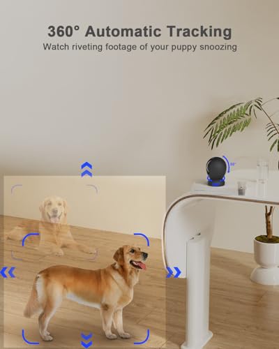 usogood 4MP Pet Camera with Phone App, 2.4G & 5G WiFi Indoor Security Camera for Home Security, 360° AI Motion Detection and Tracking, 2-Way Talk, Night Vision, Detection Alarm - color: black